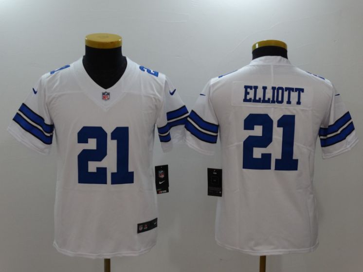Youth Dallas Cowboys #21 Elliott White Nike Vapor Untouchable Limited NFL Jerseys->women nfl jersey->Women Jersey